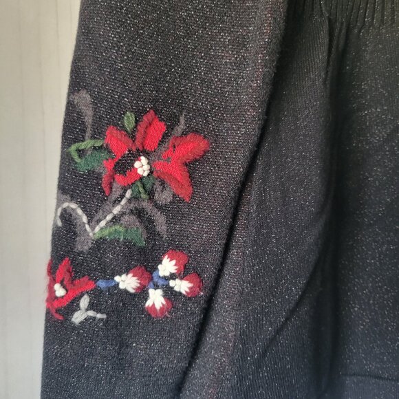 Christopher & Banks Petite Open Front Knit Sweater Cardigan, Embroidered Petite - Picture 6 of 11
